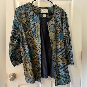 Tantrums Women’s Multi-Color Abstract Print Single Hook Clasp Jacket